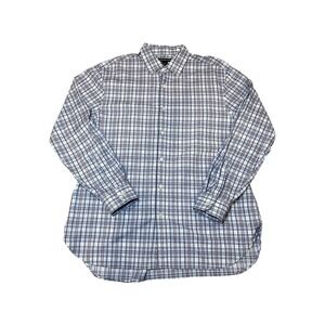 Michael Kors Mens XL Plaid Long Sleeve Button Down Shirt White Blue Red‎ Cotton
